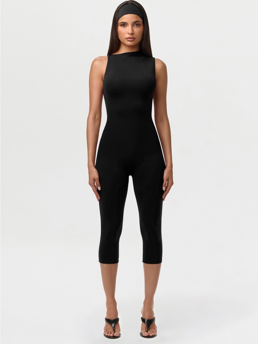 Naked Wardrobe NWOT Black Sleeveless Capri Jumpsuit Sz Large